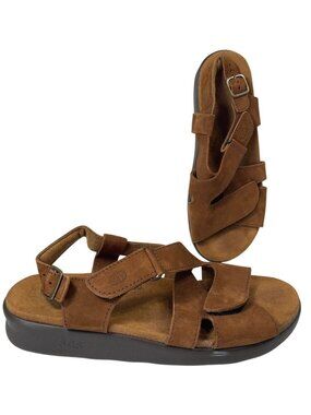SAS Huggy Tripad Comfort Brown Leather Fisherman Walking Sandals 9N Ankle Straps